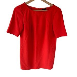 Ann Taylor size 2 cherry red round neck short sleeve shift mini dress zip up